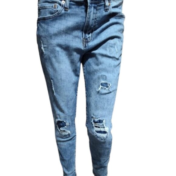 Aeropostale Super Skinny Men's Distressed Blue Jeans Size 32/30 Medium Washed - Picture 1 of 8